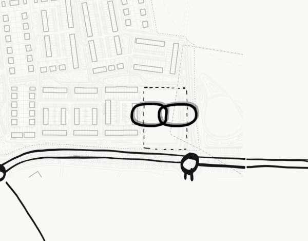 de kavel van de woongroep dient als schakel